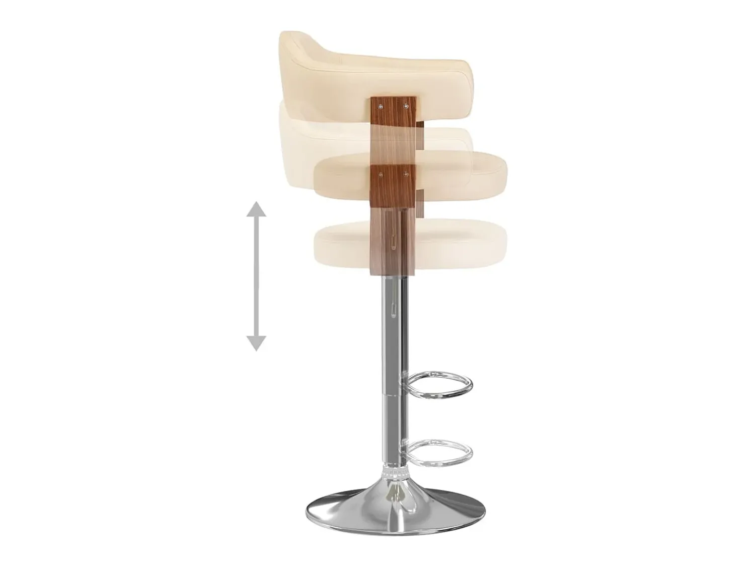 Banco*vidaxl Bancos de bar 2 pcs madeira curvada e couro artificial Creme