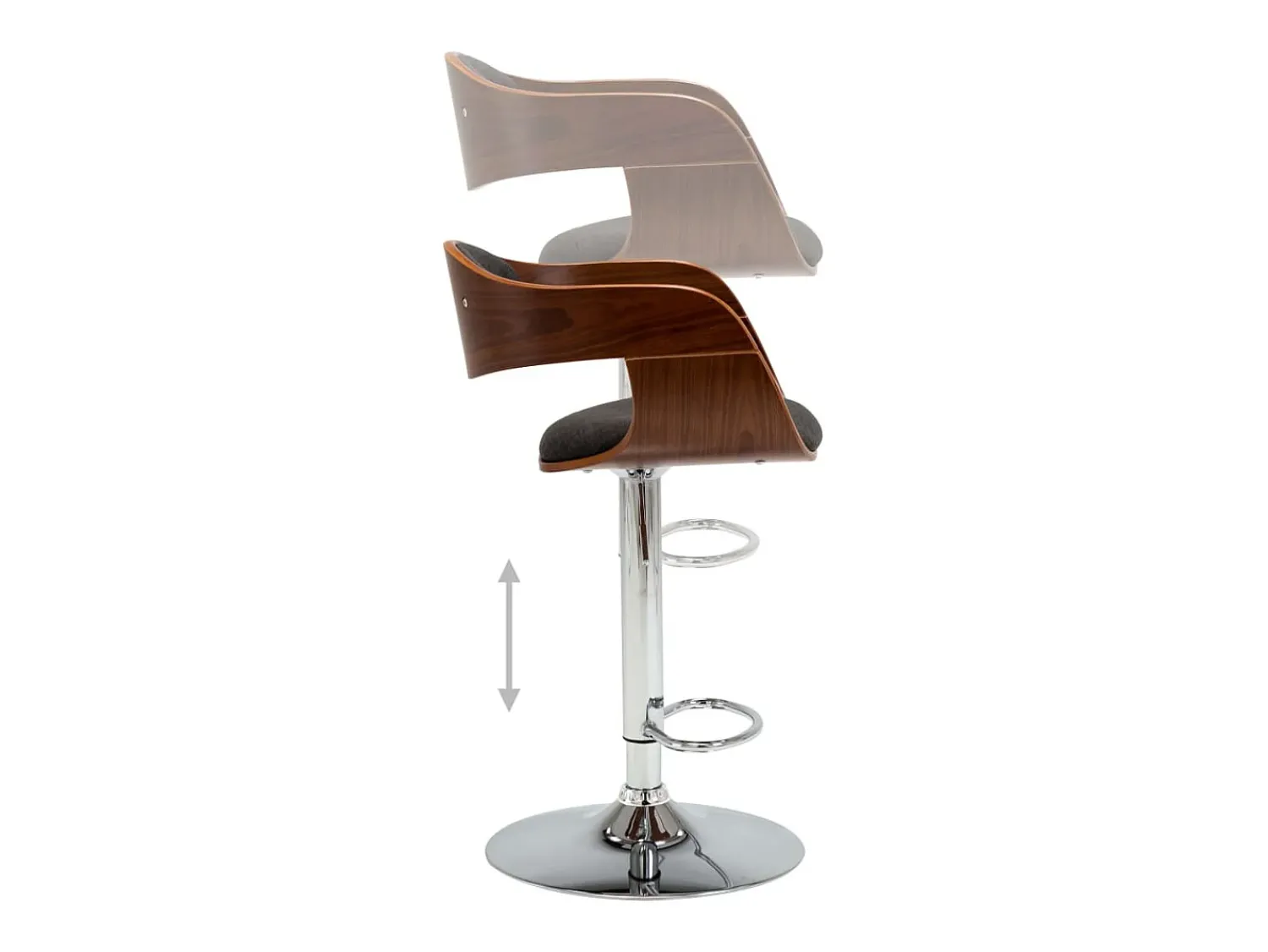 vidaxl Bancos de bar 2 pcs madeira curvada e tecido^ Banco