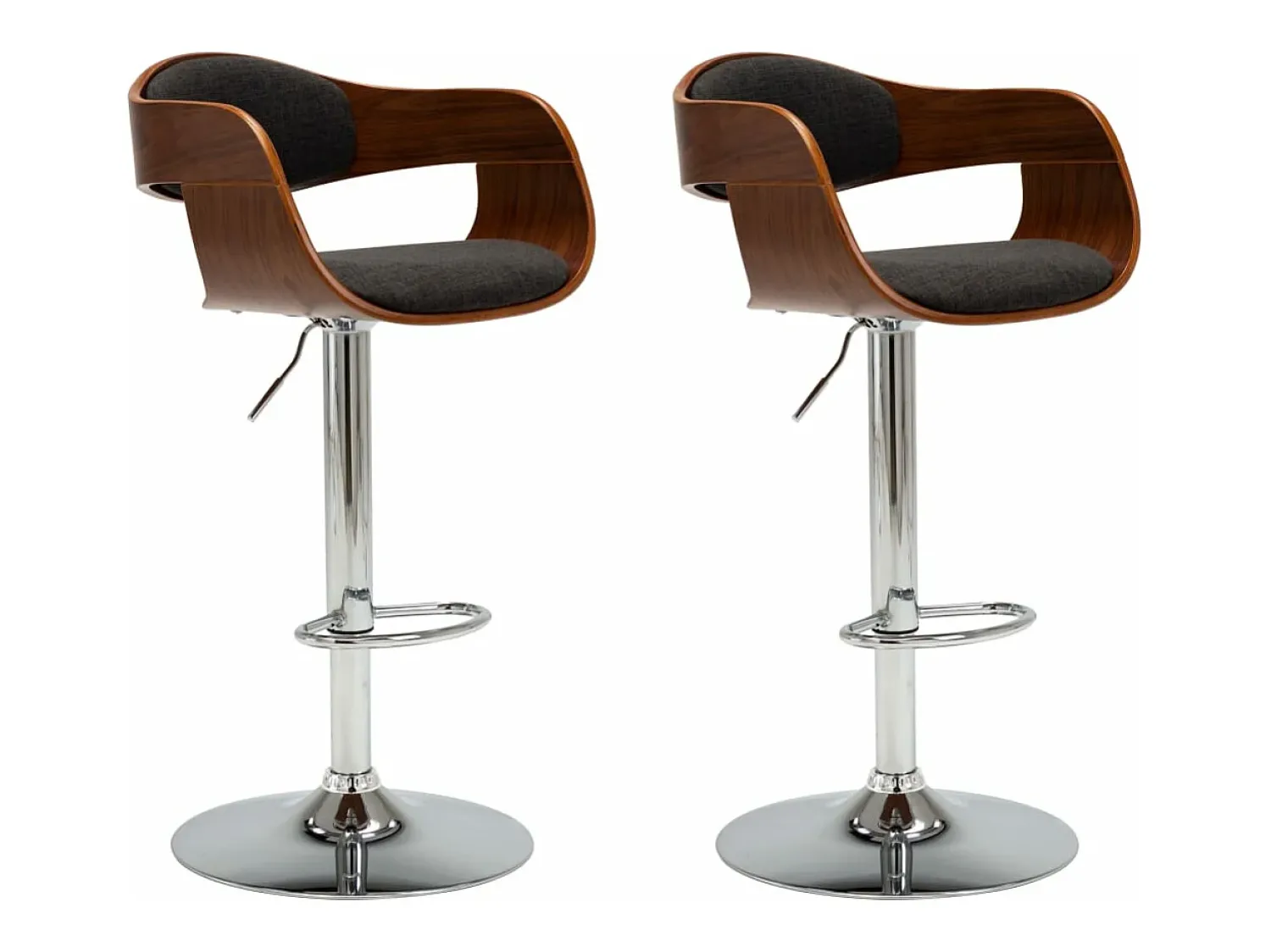 vidaxl Bancos de bar 2 pcs madeira curvada e tecido^ Banco