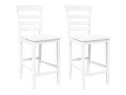 New vidaxl Bancos de bar 2 pcs madeira de seringueira maciça Branco