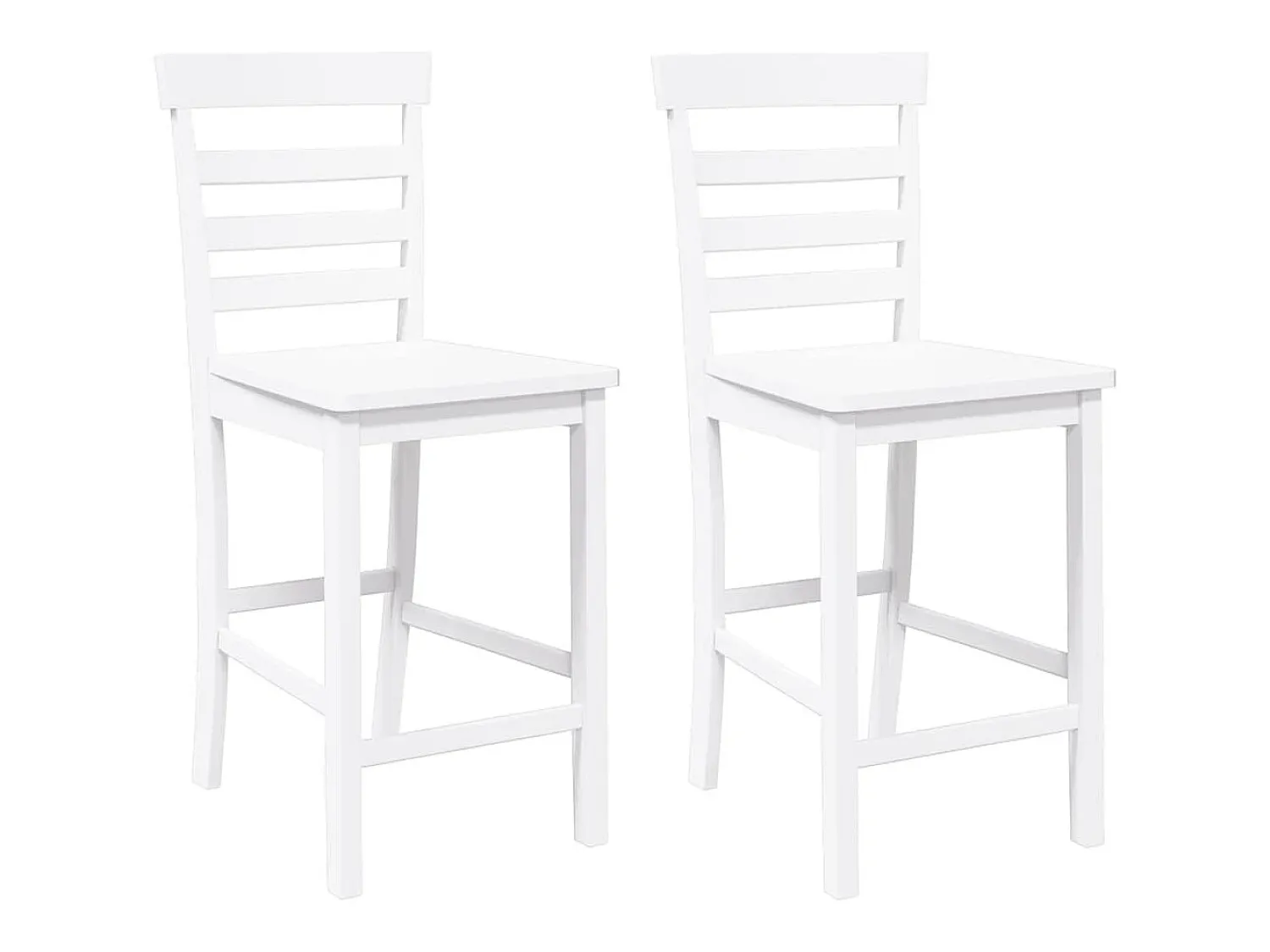 New vidaxl Bancos de bar 2 pcs madeira de seringueira maciça Branco