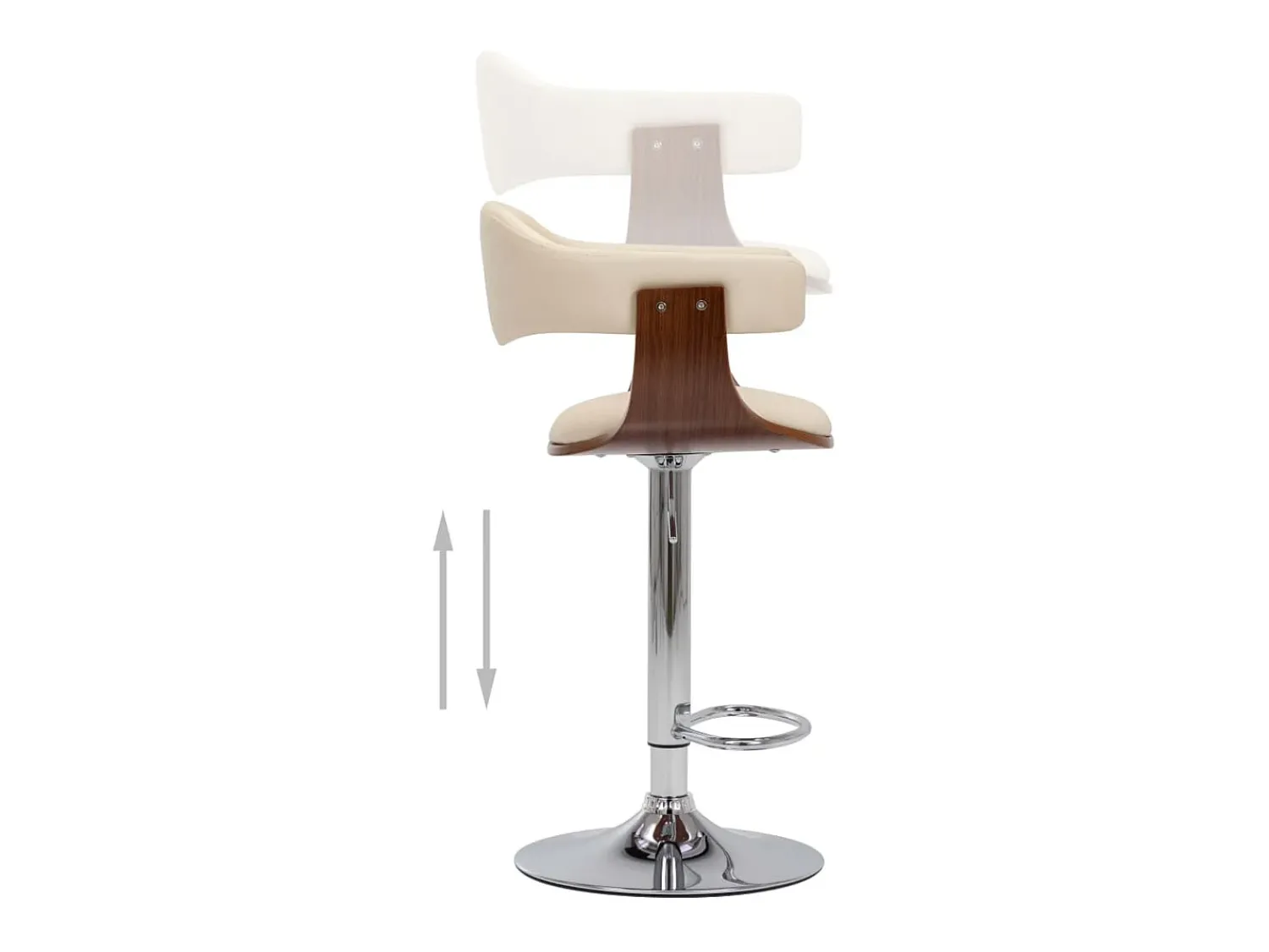 Banco|vidaxl Bancos de bar 2 pcs madeira curvada e couro artificial Creme