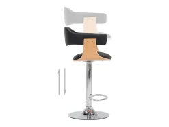 Outlet vidaxl Bancos de bar 2 pcs madeira curvada e couro artificial Preto