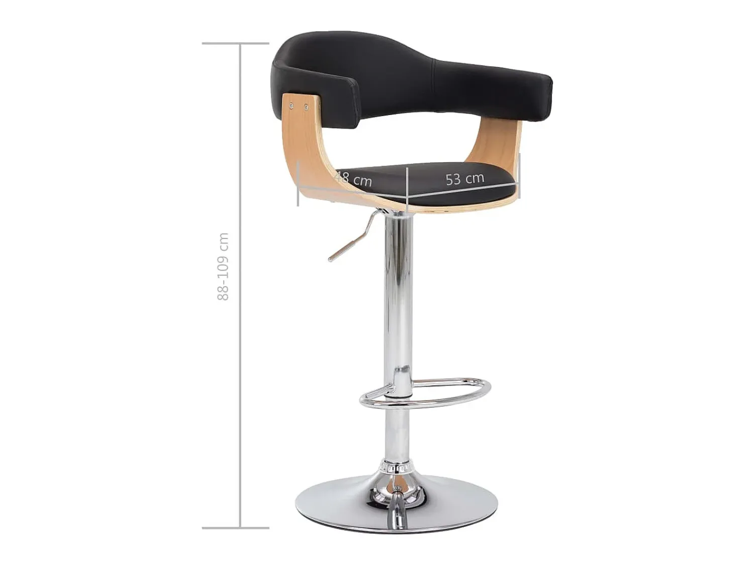 Outlet vidaxl Bancos de bar 2 pcs madeira curvada e couro artificial Preto