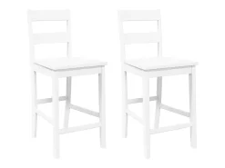 Online vidaxl Bancos de bar 2 pcs madeira de seringueira maciça Branco