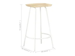 vidaxl Bancos de bar 2 pcs madeira de mangueira maciça Natural claro