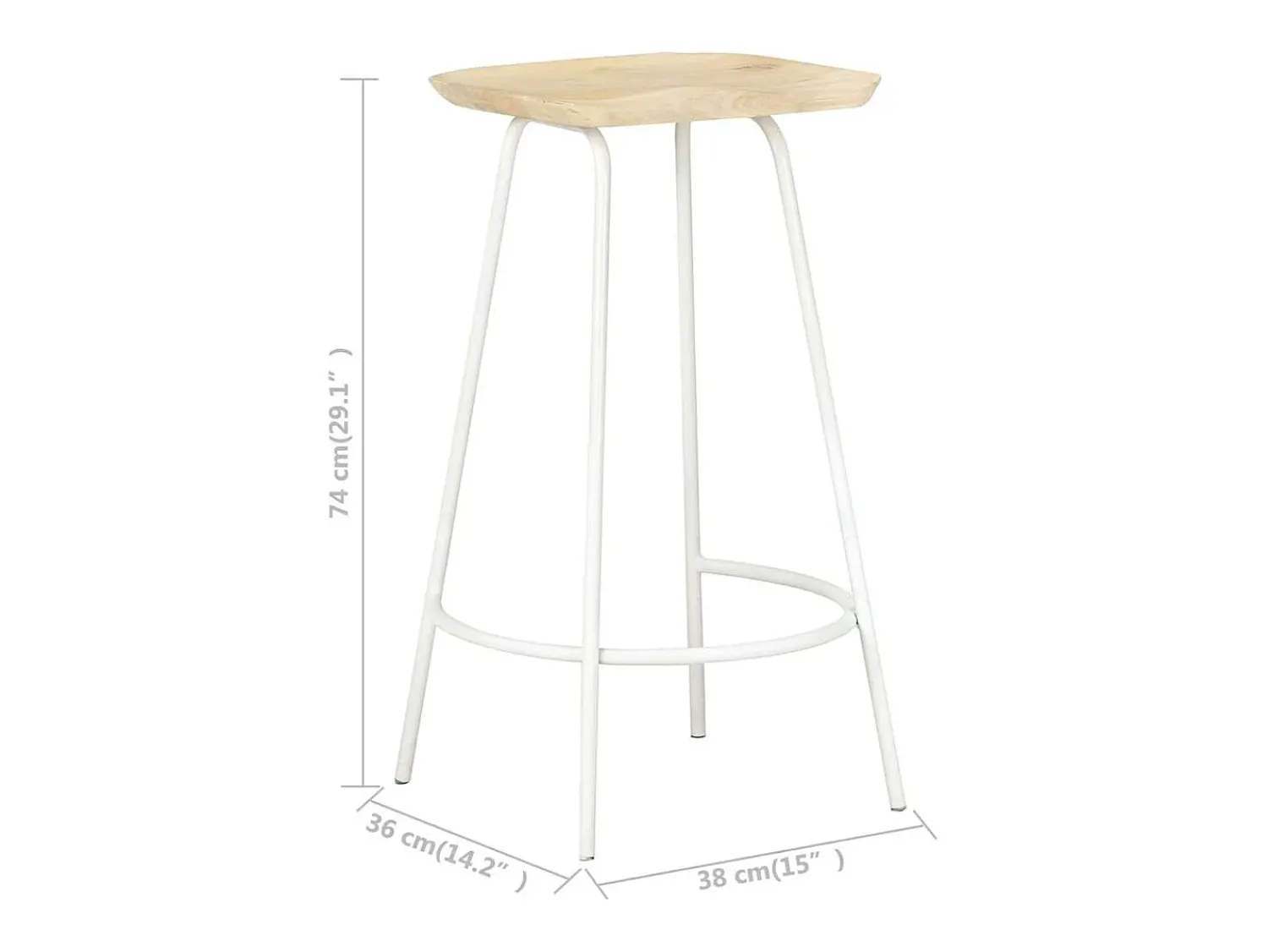 vidaxl Bancos de bar 2 pcs madeira de mangueira maciça Natural claro