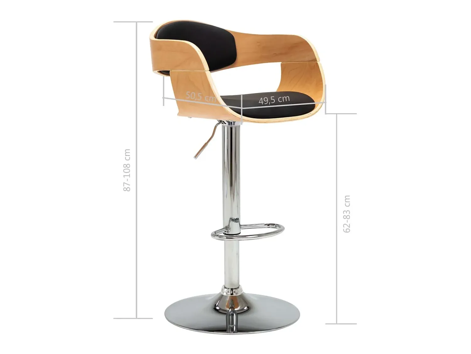 Banco*vidaxl Bancos de bar 2 pcs madeira curvada e couro artificial Preto