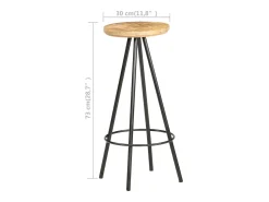Banco*vidaxl Bancos de bar 4 pcs madeira de mangueira áspera Natural claro