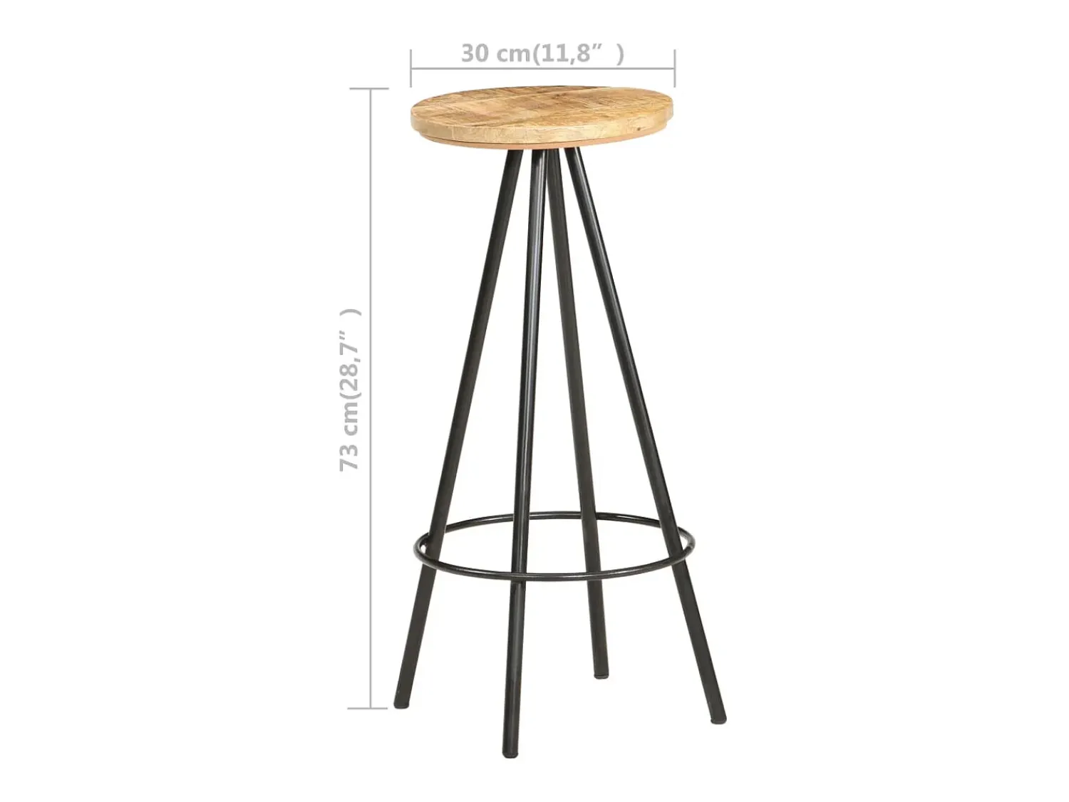 Banco*vidaxl Bancos de bar 4 pcs madeira de mangueira áspera Natural claro