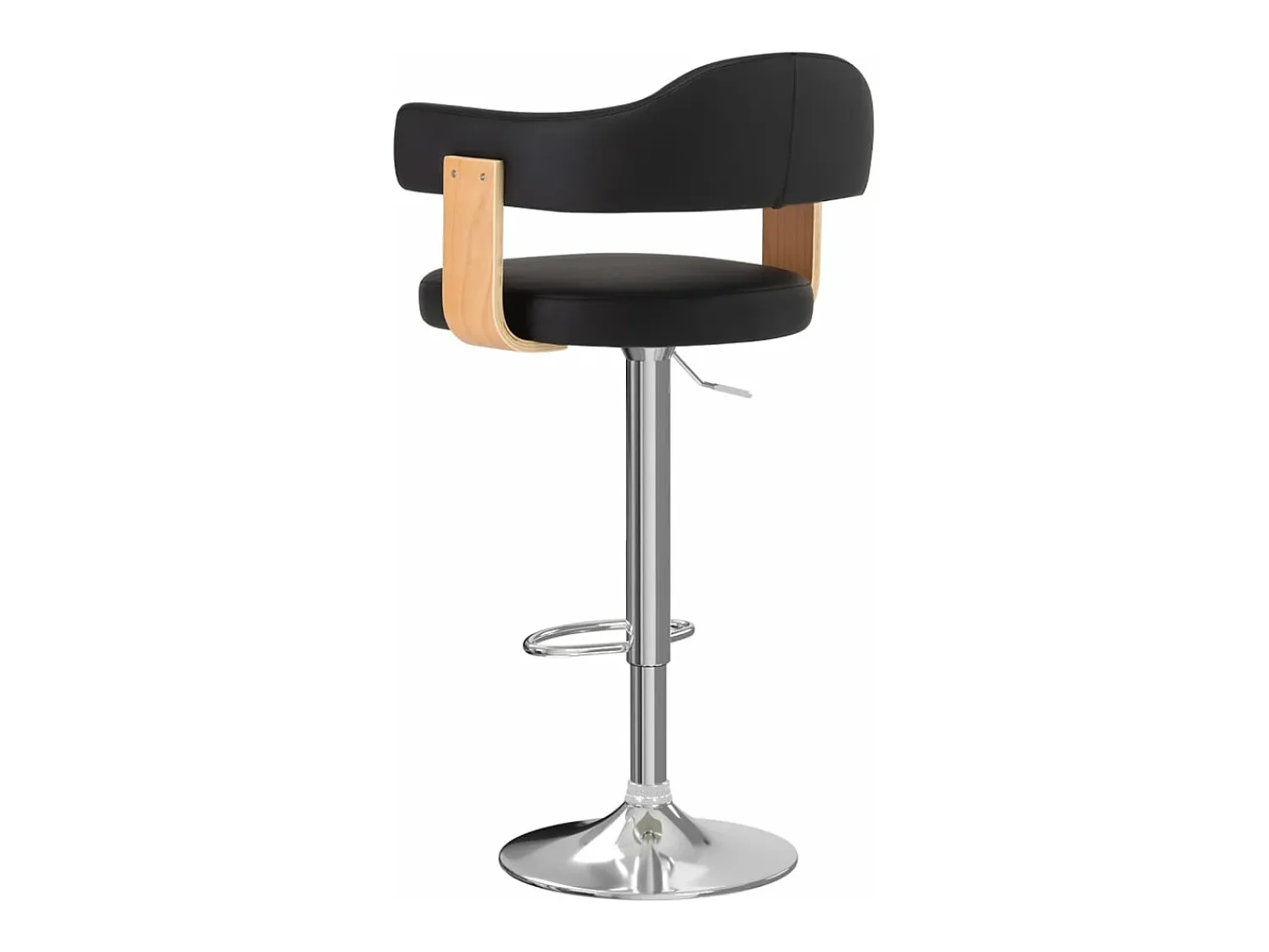 Banco|vidaxl Bancos de bar 2 pcs madeira curvada e couro artificial Preto