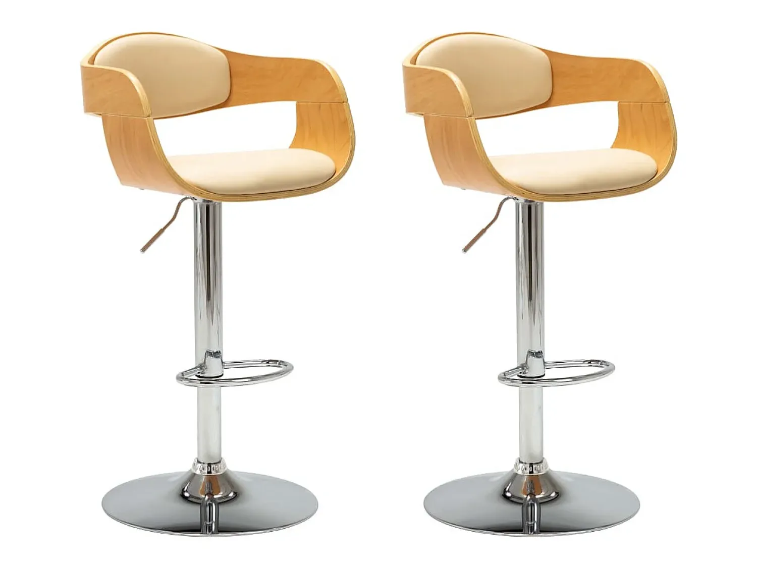 Banco* Bancos de bar 2 pcs madeira curvada e couro artificial PT528390 Creme