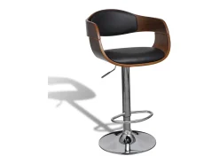 Best Bancos de bar 2 pcs madeira curvada e couro artificial PT981929 Preto