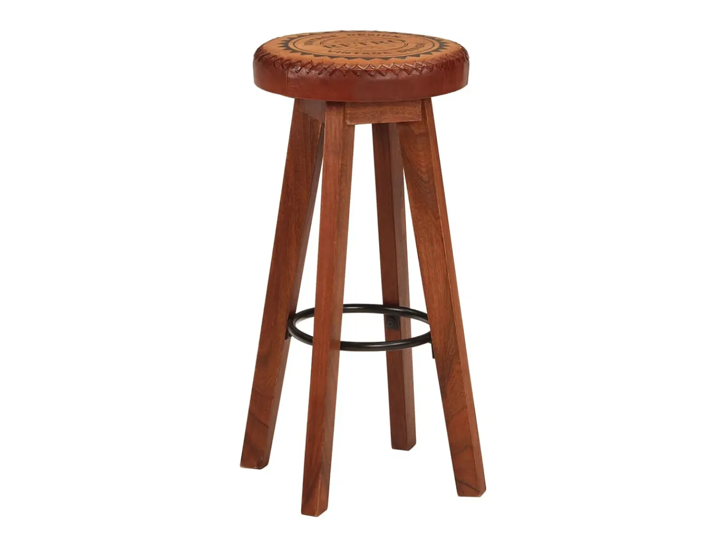 vidaxl Bancos de bar 2 pcs madeira de acácia maciça e couro genuíno Natural claro
