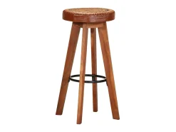 vidaxl Bancos de bar 2 pcs madeira de acácia maciça e couro genuíno Natural claro
