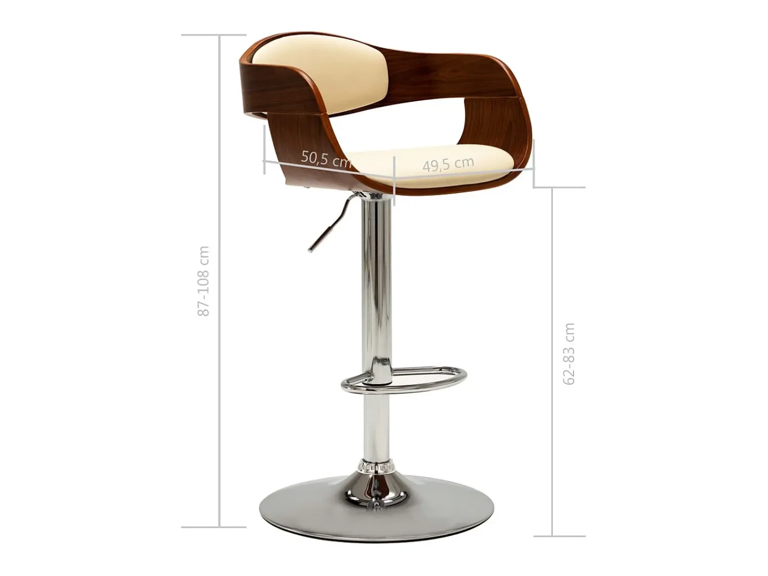Online vidaxl Bancos de bar 2 pcs madeira curvada e couro artificial Creme