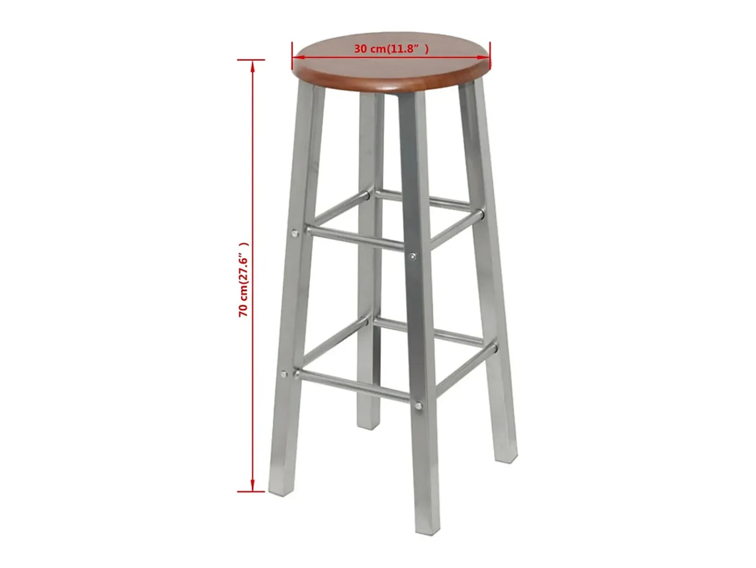 Clearance vidaxl Bancos de bar 2 pcs metal com assento MDF Prateado