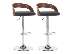 vidaxl Bancos de bar 2 pcs tecido -escuro e madeira curvada^ Banco