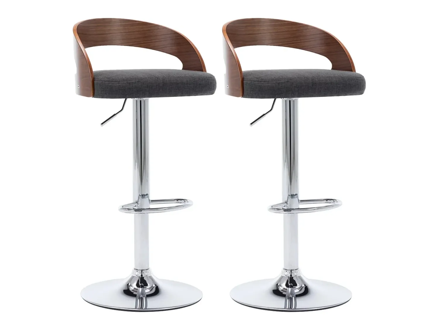 vidaxl Bancos de bar 2 pcs tecido -escuro e madeira curvada^ Banco
