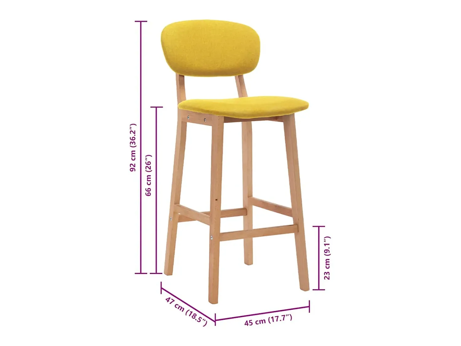 Clearance vidaxl Bancos de bar 2 pcs tecido mostarda Amarelo