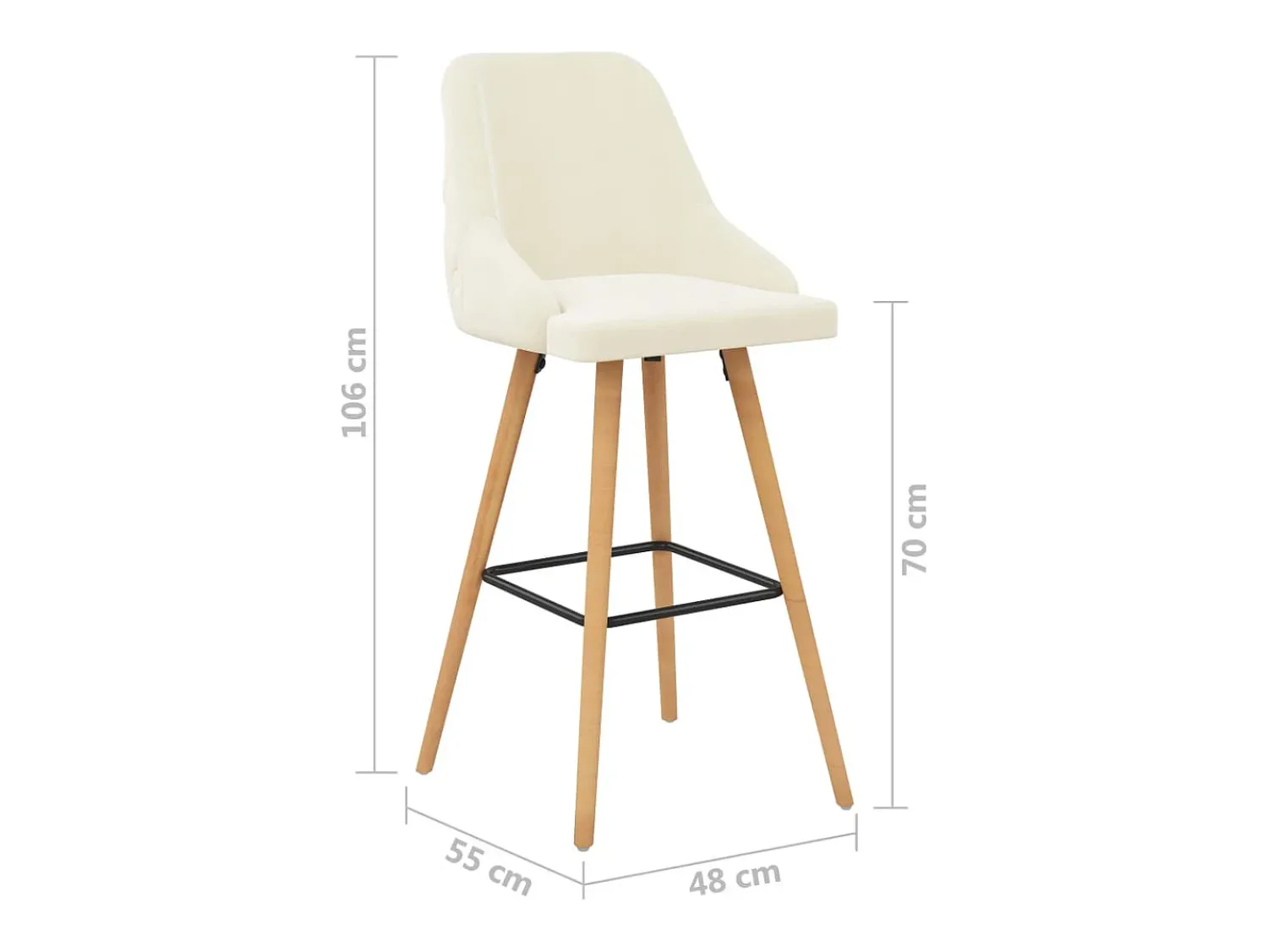 Banco*vidaxl Bancos de bar 2 pcs veludo Creme