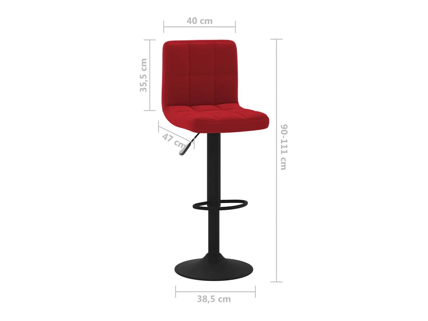 Banco*vidaxl Bancos de bar 2 pcs veludo tinto Vermelho