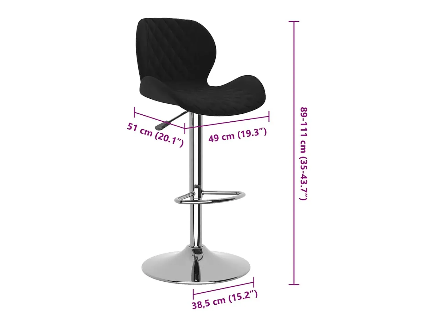 Banco*vidaxl Bancos de bar 2 pcs veludo Preto