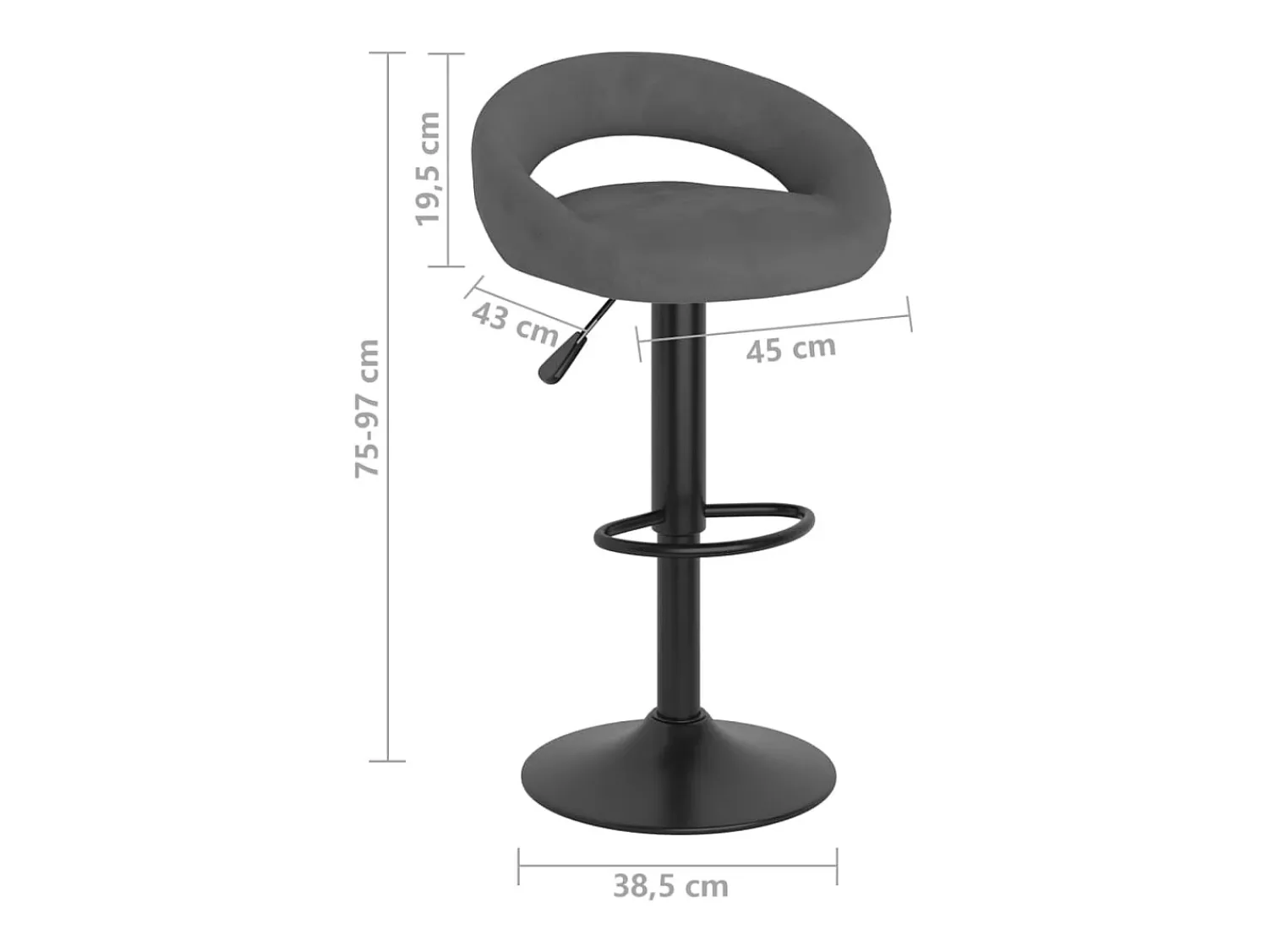 Banco|vidaxl Bancos de bar 2 pcs veludo -escuro Cinzento