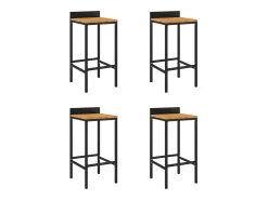 vidaxl Bancos de bar 4 pcs vime PE e madeira de acácia maciça^ Banco
