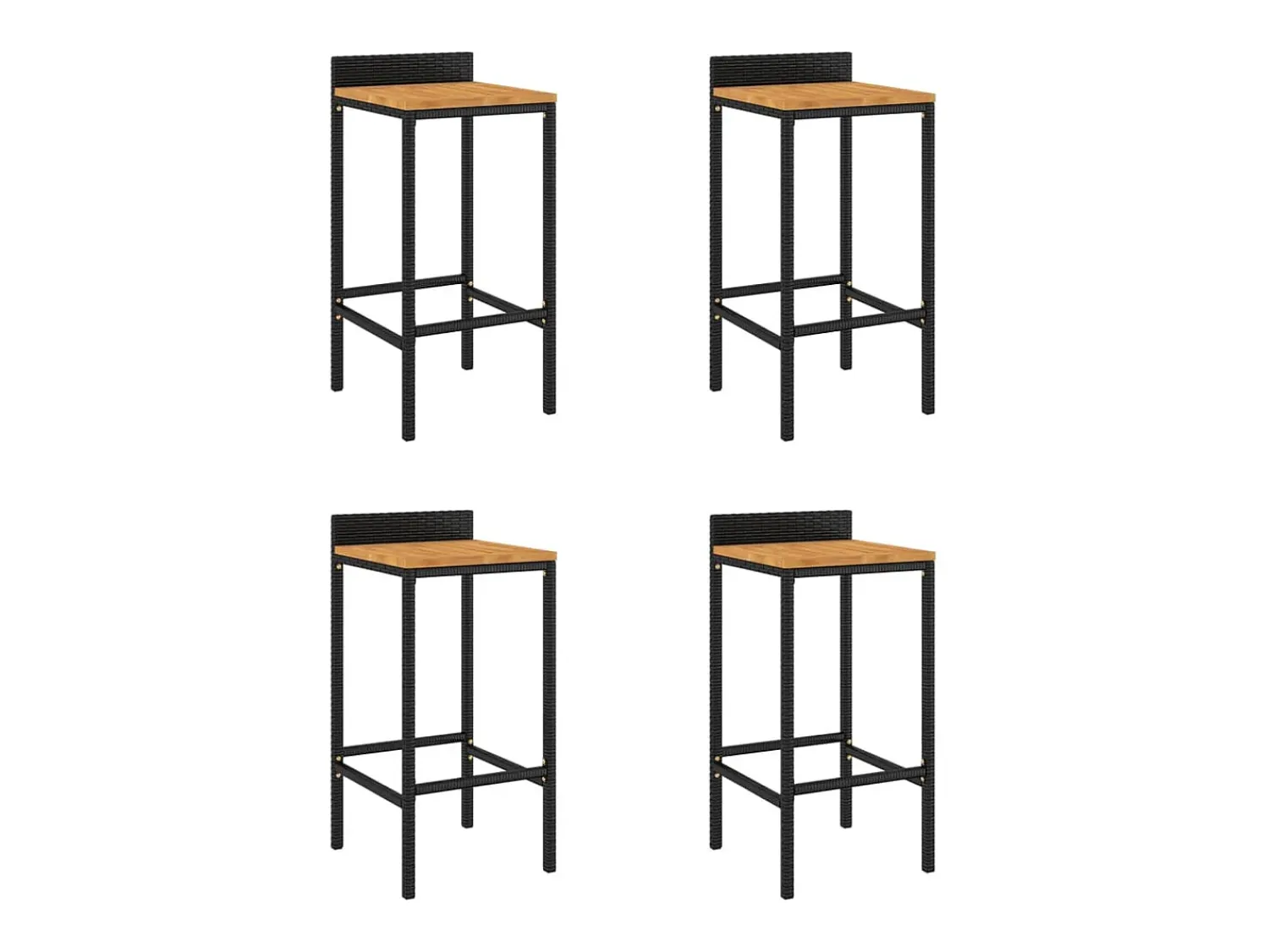 vidaxl Bancos de bar 4 pcs vime PE e madeira de acácia maciça^ Banco