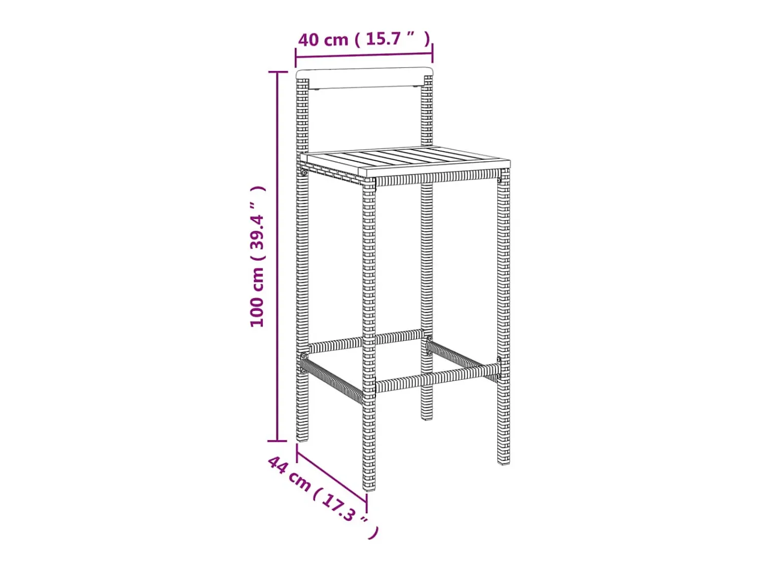 Outlet vidaxl Bancos de bar 2 pcs vime PE e madeira de acácia maciça Cinzento