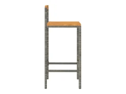 Outlet vidaxl Bancos de bar 2 pcs vime PE e madeira de acácia maciça Cinzento