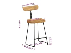Banco*vidaxl Bancos de bar 2 pcs 49x43x79 cm madeira de mangueira maciça Natural claro