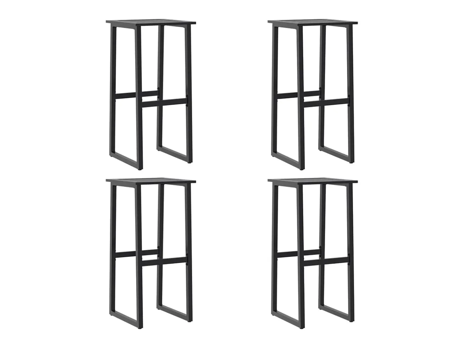Banco* Bancos de bar 4 pcs 38x38x80 cm aço revestido a pó PT297173 Preto