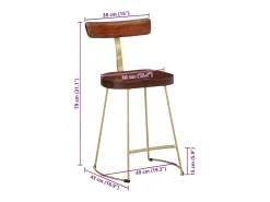 Banco*vidaxl Bancos de bar 2 pcs 49x43x79 cm madeira de mangueira maciça Natural claro