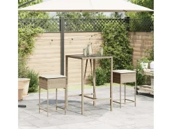 New Bancos de bar com almofadões para jardim 2 pcs vime PE PT972174 Bege