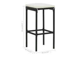 vidaxl Bancos de bar com almofadões 2 pcs vime PE^ Banco