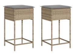 Banco* Bancos de bar com almofadões para jardim 2 pcs vime PE PT411954 Bege