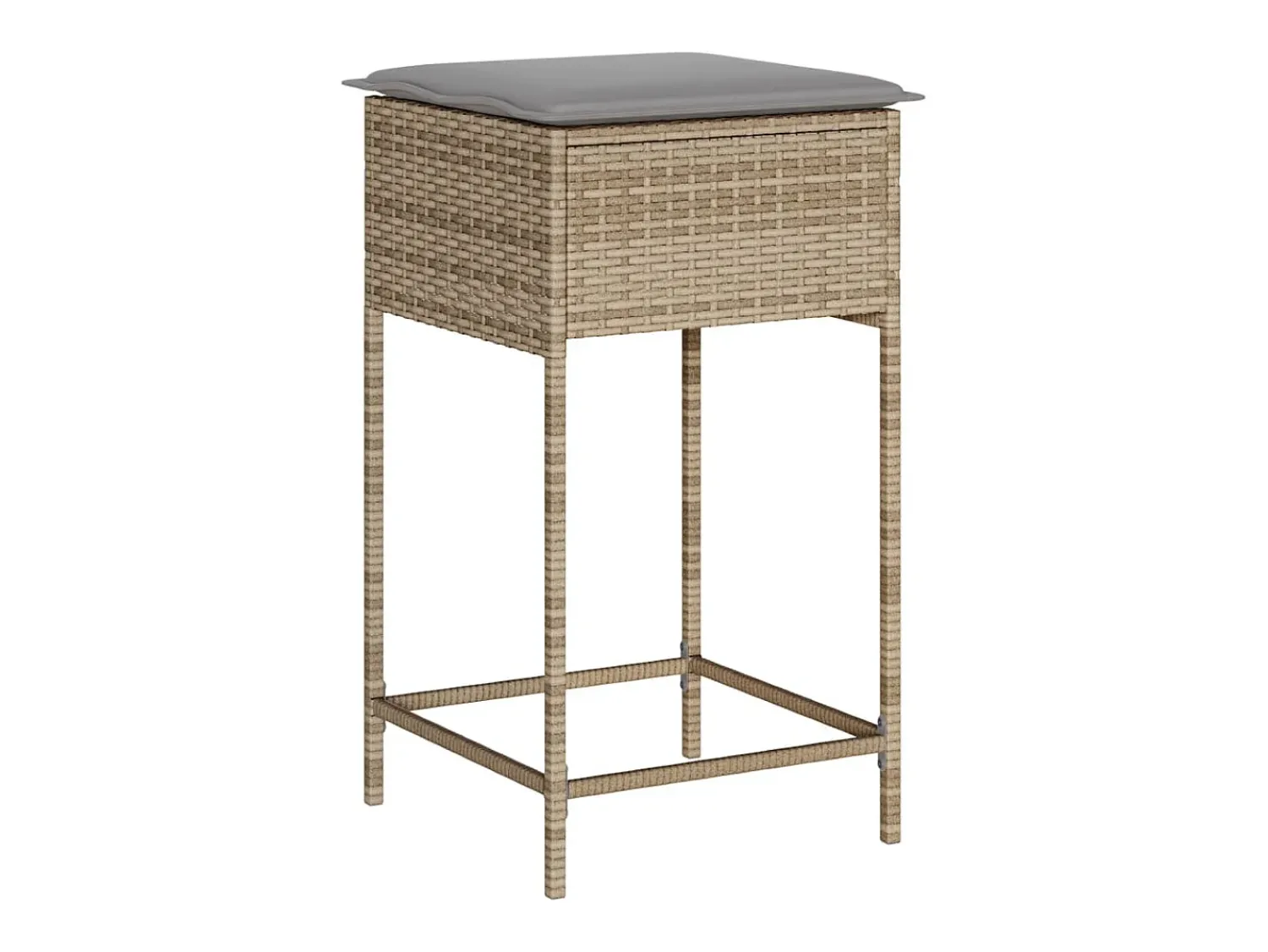 Banco* Bancos de bar com almofadões para jardim 2 pcs vime PE PT411954 Bege