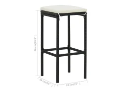 Hot vidaxl Bancos de bar com almofadões 4 pcs vime PE Preto