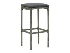 Best vidaxl Bancos de bar com almofadões 6 pcs vime PE Cinzento
