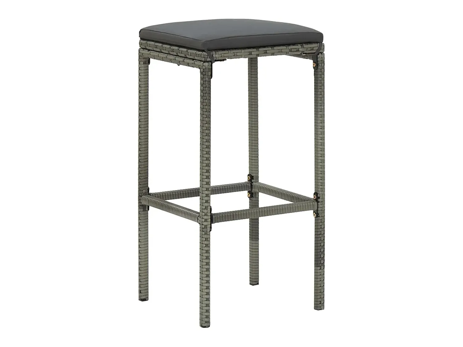 Best vidaxl Bancos de bar com almofadões 6 pcs vime PE Cinzento
