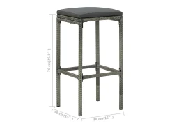 Best vidaxl Bancos de bar com almofadões 6 pcs vime PE Cinzento