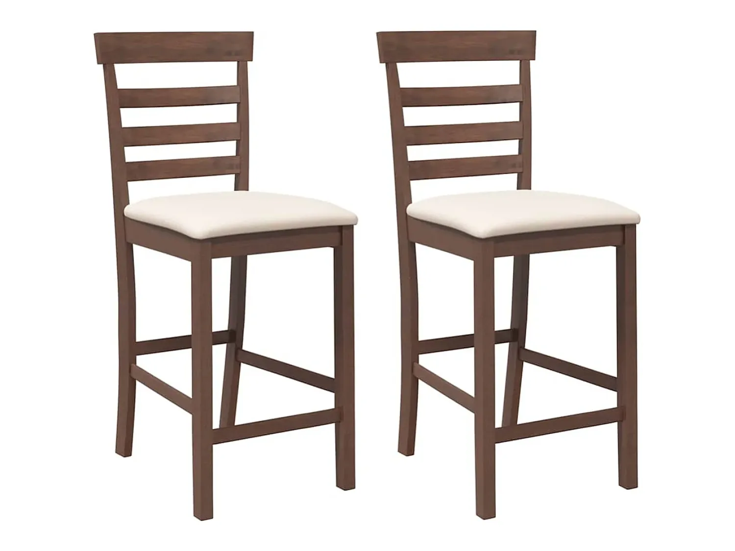 Banco|vidaxl Bancos de bar com almofadões 2pcs madeira de seringueira maciça Castanho