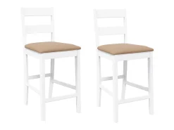 Banco|vidaxl Bancos de bar com almofadões 2pcs madeira de seringueira maciça Branco