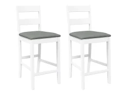 Banco*vidaxl Bancos de bar com almofadões 2pcs madeira de seringueira maciça Branco