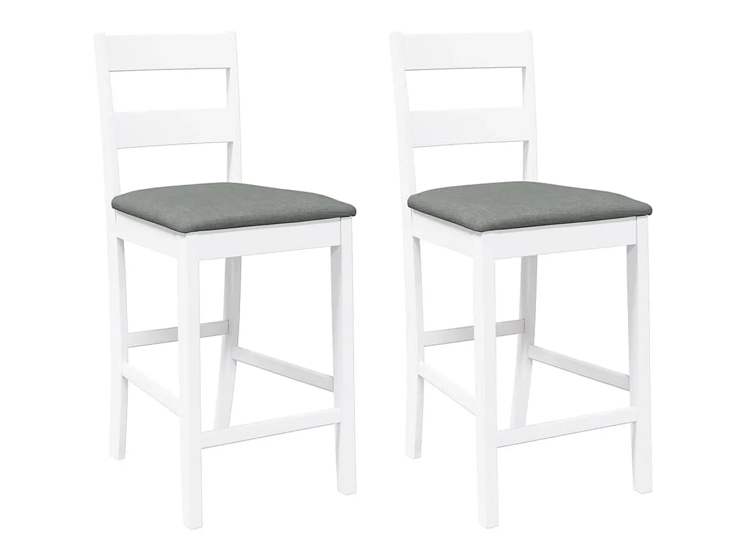 Banco*vidaxl Bancos de bar com almofadões 2pcs madeira de seringueira maciça Branco