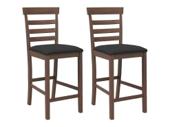 Discount vidaxl Bancos de bar com almofadões 2pcs madeira de seringueira maciça Castanho