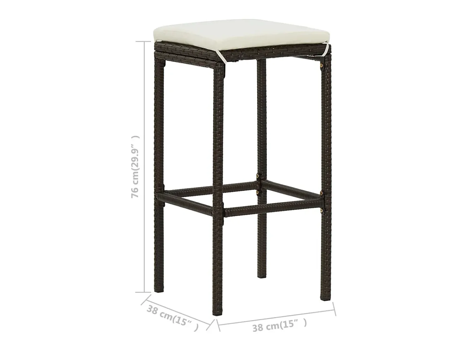 vidaxl Bancos de bar com almofadões 4 pcs vime PE^ Banco