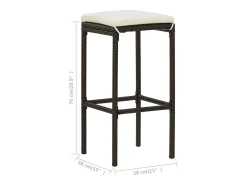 Sale vidaxl Bancos de bar com almofadões 3 pcs vime PE Castanho
